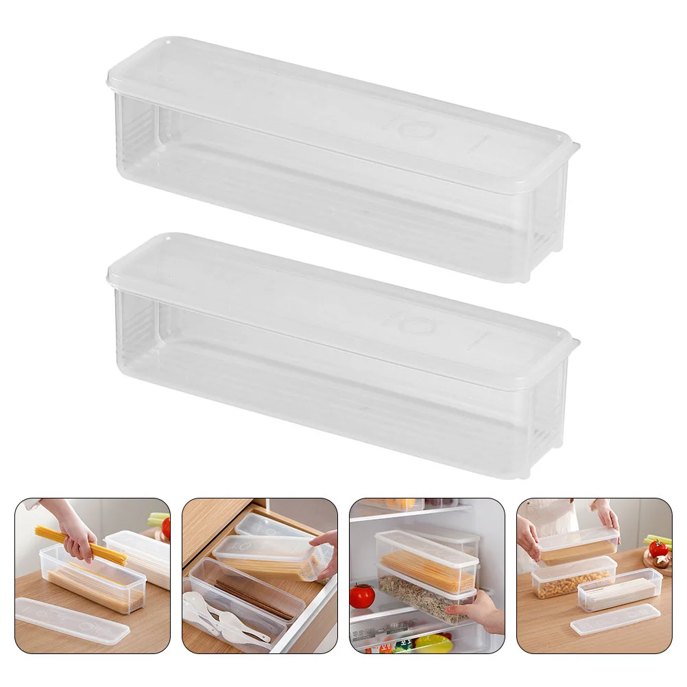 

2 Pcs Noodle Preservation Box Plastic Cereal Containers Large Pantry Storage Kitchen Pasta Organizer Lids Airtight Pp