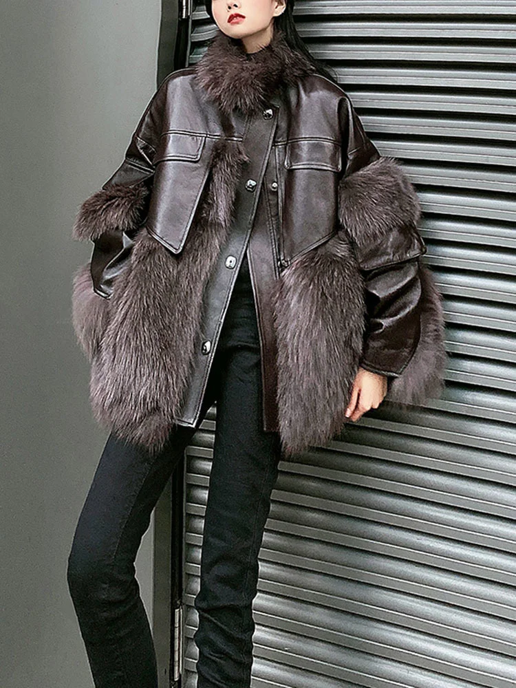 Женское пальто BZVW осень-зима 2023 винтажное меховое с карманами для офиса женское