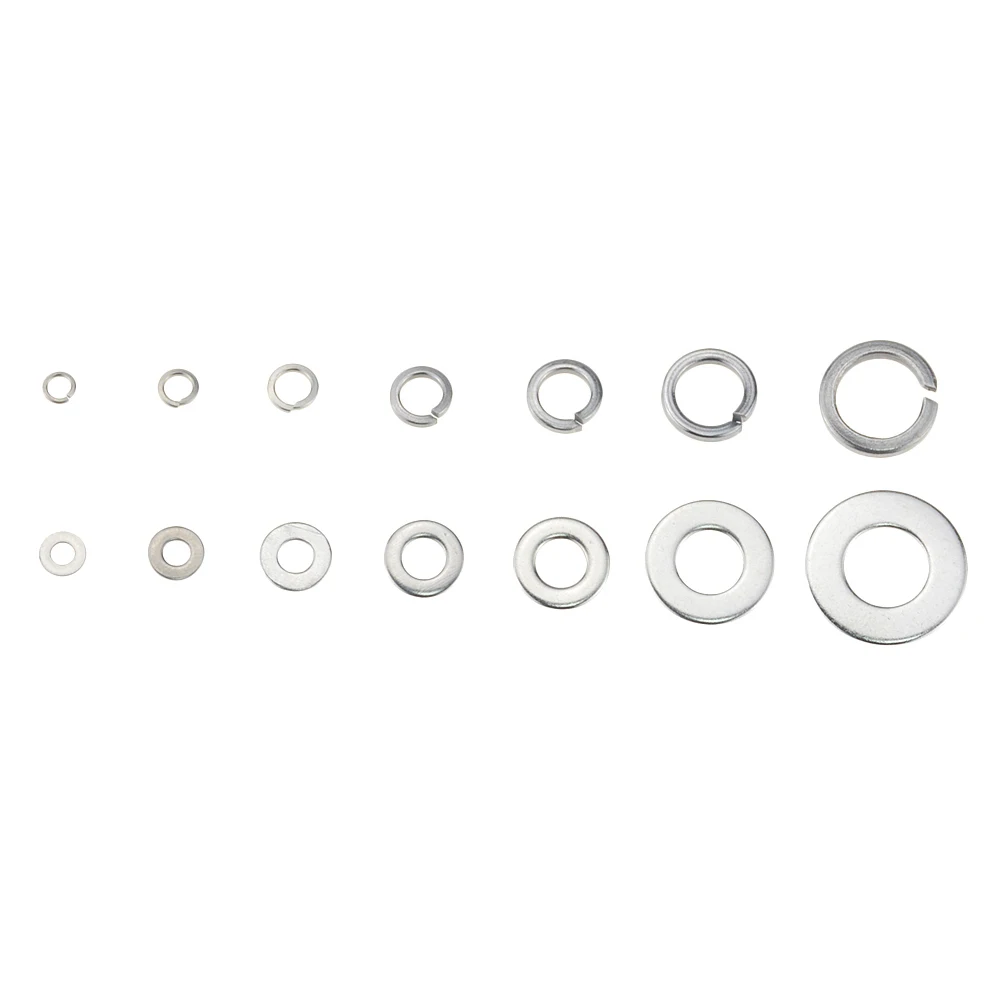 

260PCS M2.5-M10 M3 M4 M5 M6 M8 M10 Steel Flat Washer and Lock Washer Assortment Kit Plain Washer Combination Spring Washer