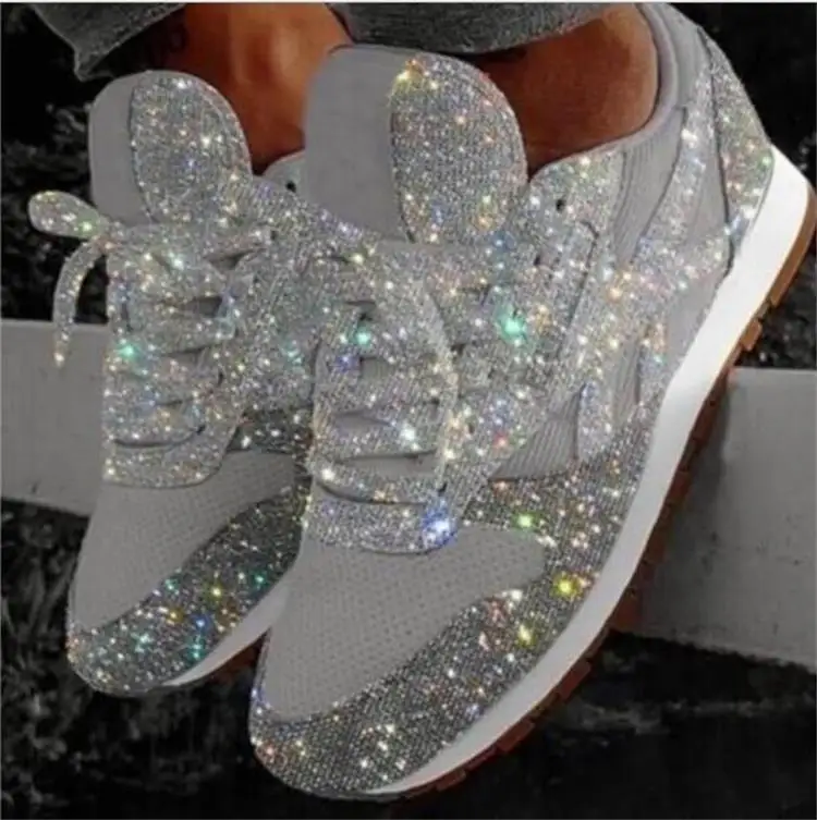 

2022 Spring New Fashion Platform Sequin Casual Shoes Breathable Rhinestone Sports Women's Shoes Designer Sneakers Running Shoes