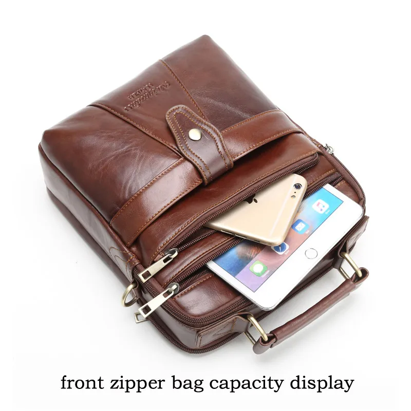 Casual Briefcase for Men Genuine Leather Handbags Male Real Leather Shoulder Bag for Tablet Men's Side Crossbody Bag