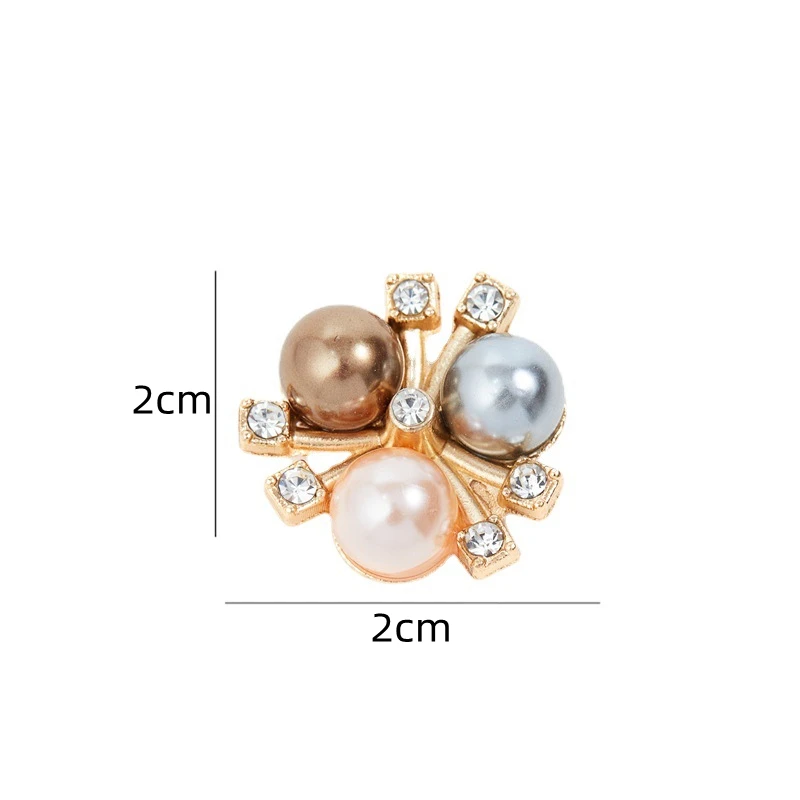 10pcs Shiny Pearl Flower Rhinestone Buttons Sparkling Zircon Floral Decorative Buttons Hat Clothes DIY Craft Sewing Accessories