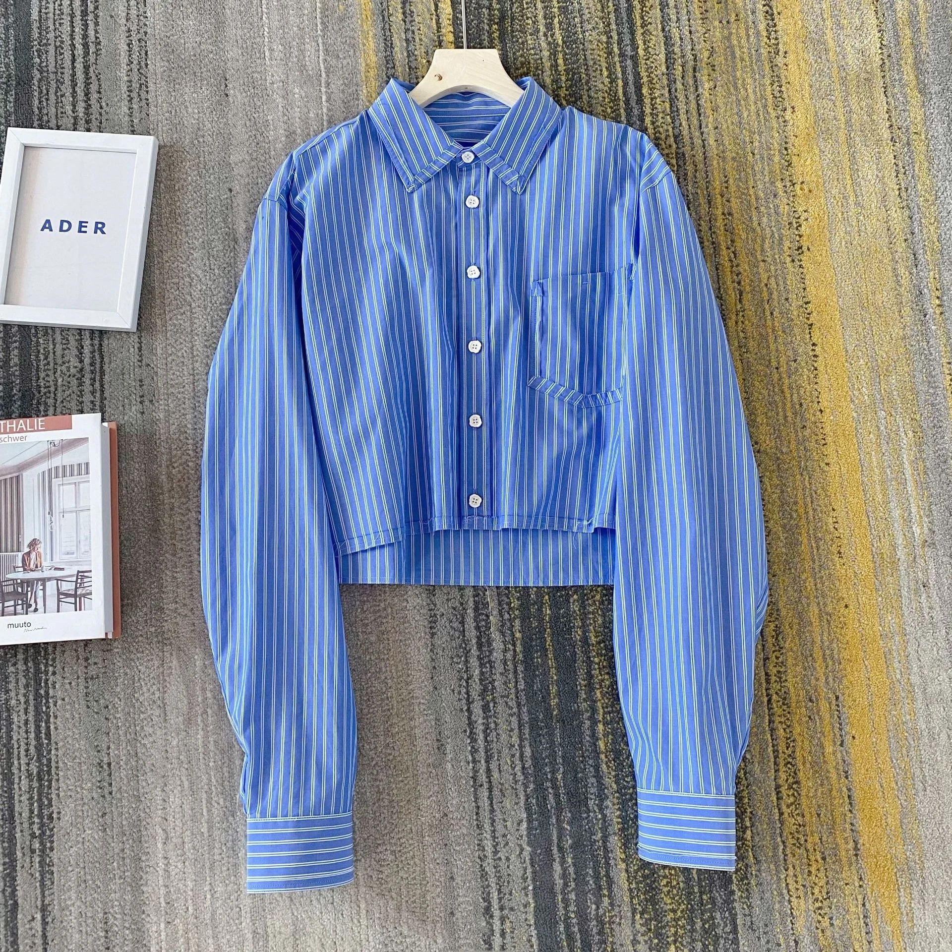 

ADER ERROR Pocket short Shirt Men Women 1:1 High Quality lapel Drop Shoulder Striped Ader Error Shirt Long Sleeve Blouse