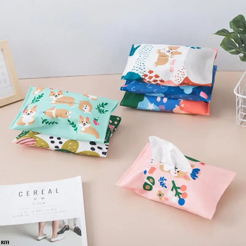 

1 Pc Fabric Cartoon Tissue Box Cover Handkerchief Napkin Holder Cover Animal Case