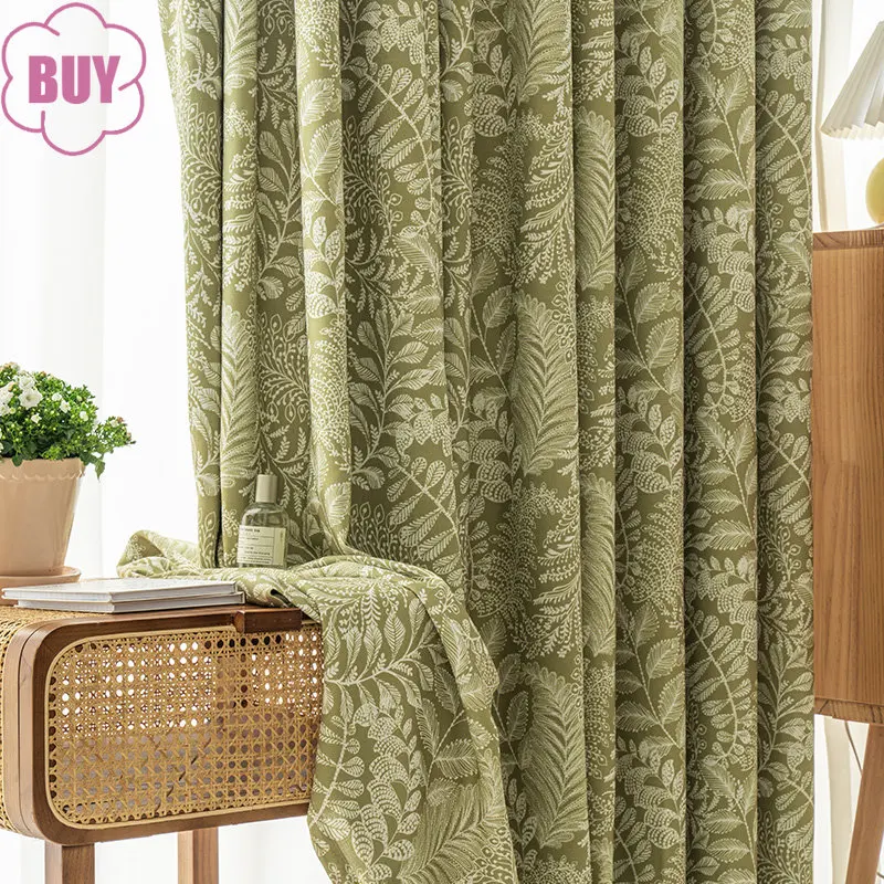 

American Country Style Retro Japanese Style Simple Fresh Cotton and Linen Blended Study Curtains for Living Dining Room Bedroom