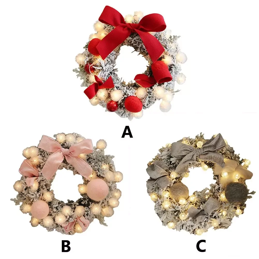 

Artificial Rattan Flower Wreath Door Hanging Wreath Wall Decoration With String Light For Home Festival Party