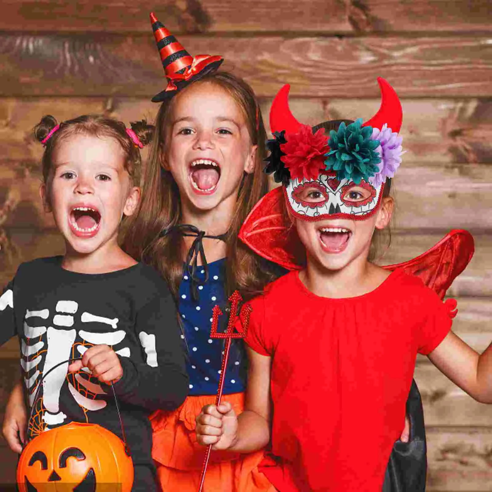 Маска Маскарад Дню Мертвых для косплея Половина лица с цветочным макияжем Черный