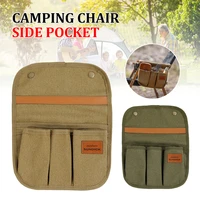 1pc camping chair armrest storage bag folding chair organizer canvas side pocket large capacity bag for outdoor camping fishing
