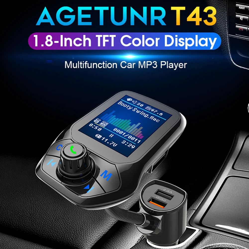 

87.5-108 MHz Car MP3 Player MP3 Player General Vehicle Type 12V~24V 3USB QC3.0 Fast Charge T43 Bluetooth V 4.2