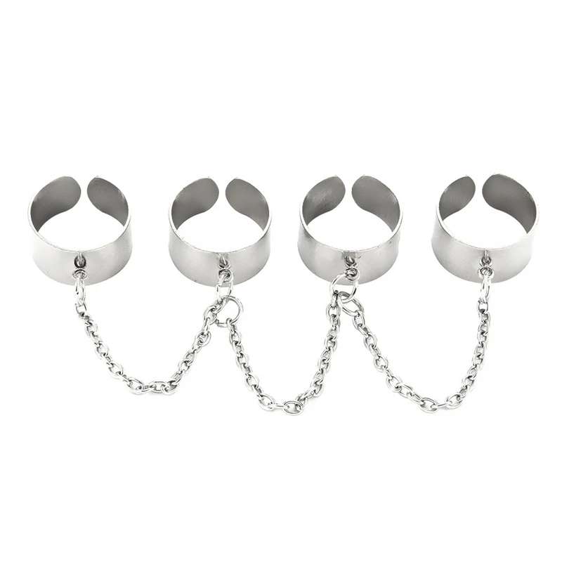 

4-Finger Set Ring,Punk Chain Combination Ring, Personality Design the Same Style for Men and Women