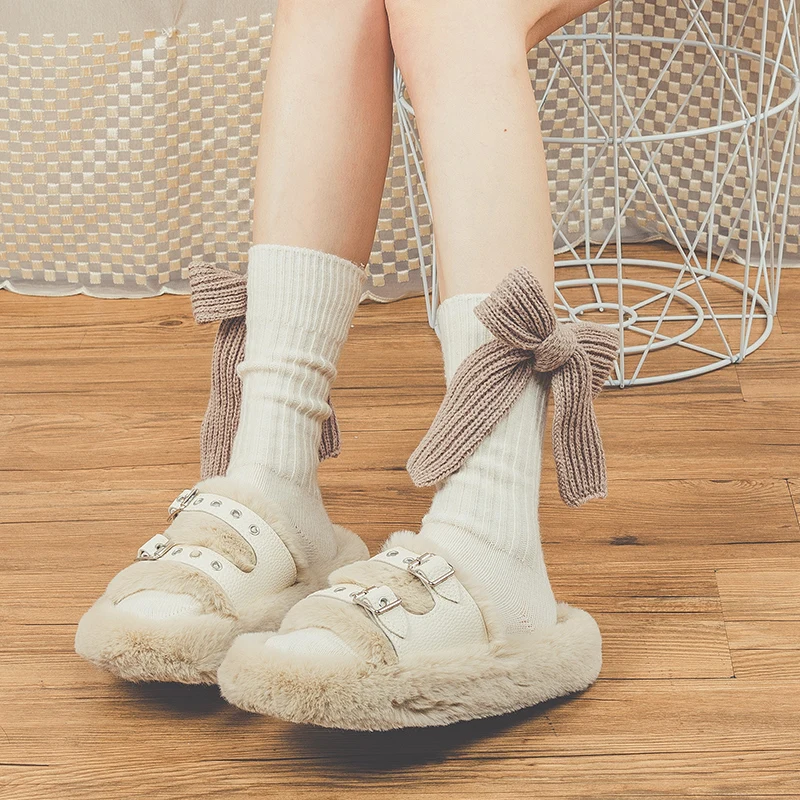 HIANNECY Original Medium Wool Female Women Socks Bow Accessories thick Warm Lolita JK Socks Autumn and Winter