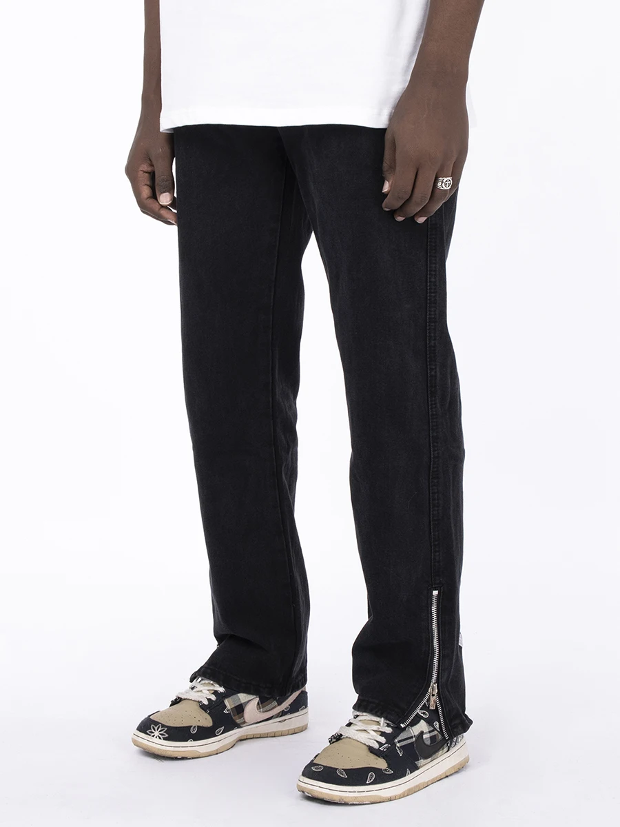 European and American Retro Embroidered Washed Jeans Tide Brand Hip-hop Straight Loose Trousers Men Y2K Men Jeans Streetwear