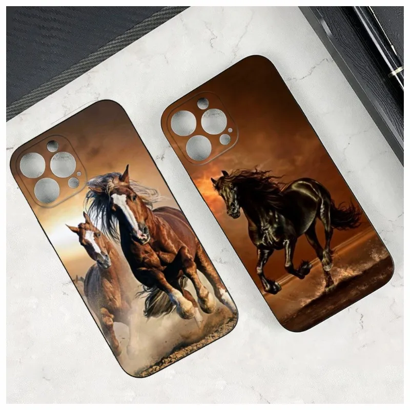 

Animal Oil Painting Horse Phone Case For Iphone14 12 11 Pro Max Mini X XR XS 7 8 14 Max SE 2020 Soft Phone Covers