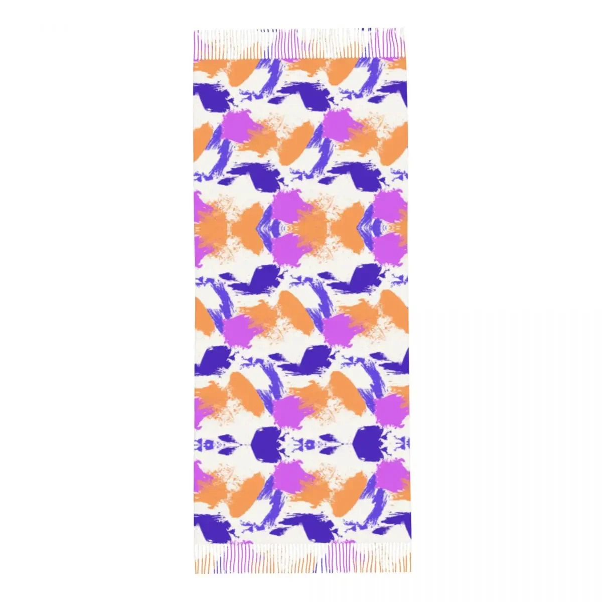Персонализированный печатный красочный длинный ворсовый шарф с бахромой
