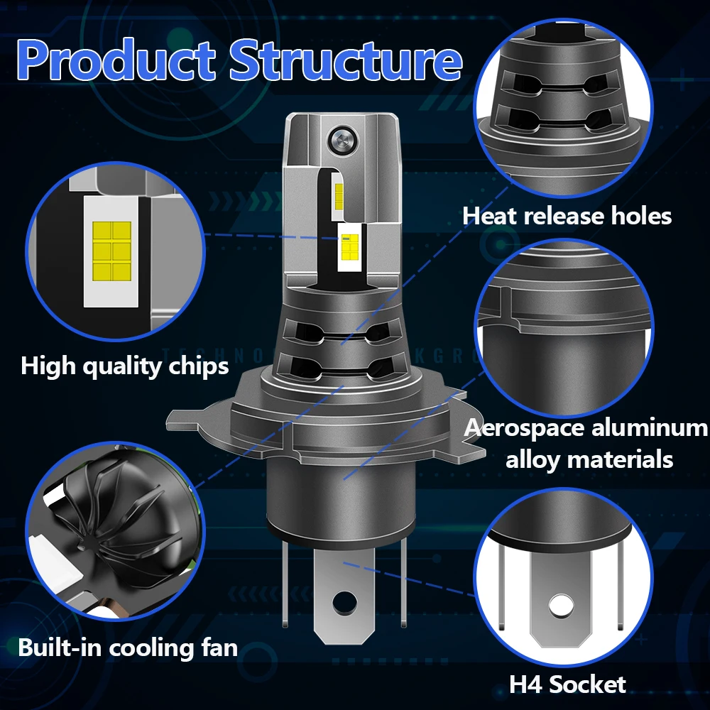 2 шт. Автомобильные светодиодные фары H4 H7 HIR2/9012 HB3/9005 HB4/9006