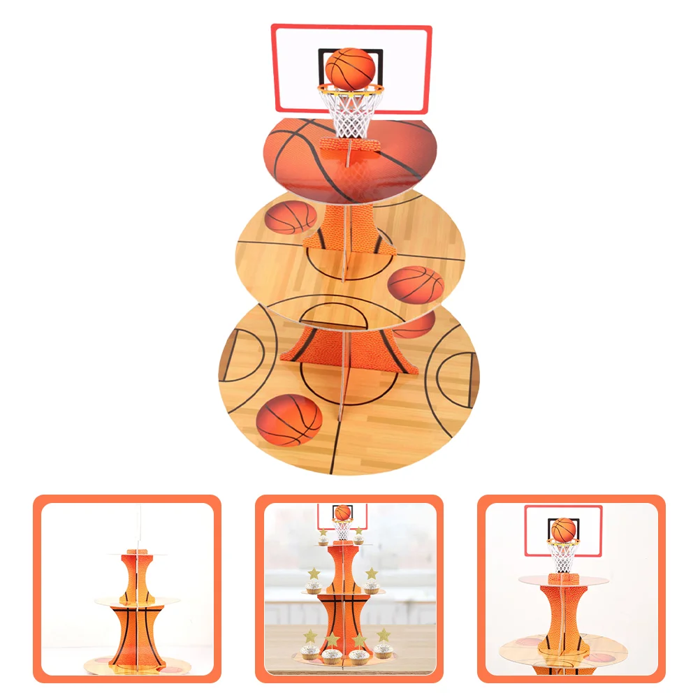 

Cardboard Cake Tower Tray Cupcake Stand Basketball Round Dessert Holders Party Favor Tiered Decoration