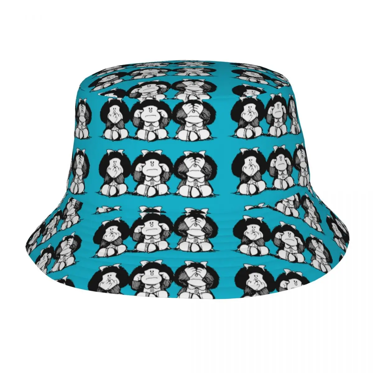 

New Summer Mafalda X Bucket Hat for Women Men Outdoor Foldable Bob Fishing Fisherman Hat Panama Sun Cap