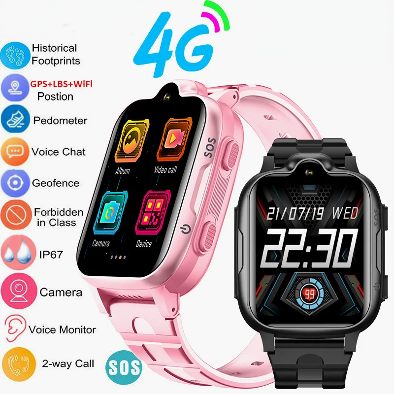 

4G Kids Call Smartwatch Phones Children Watch Bluetooth GPS Watches 700mAh LBS WIFI IP67 Waterproof SOS SIM Card New Wearable