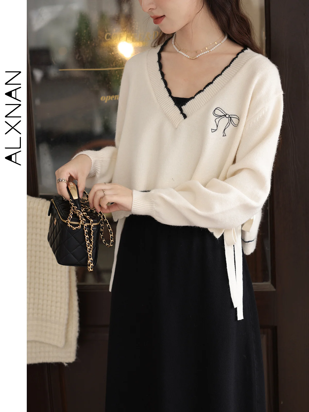 ALXNAN 2024 осенне-зимнее новое женское платье без рукавов элегантное трапециевидное