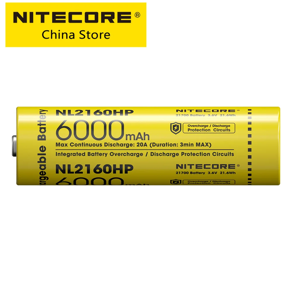 1 шт. литий-ионный аккумулятор NITECORE NL2160HP 21700 6000 мАч 20 А 3 6 В