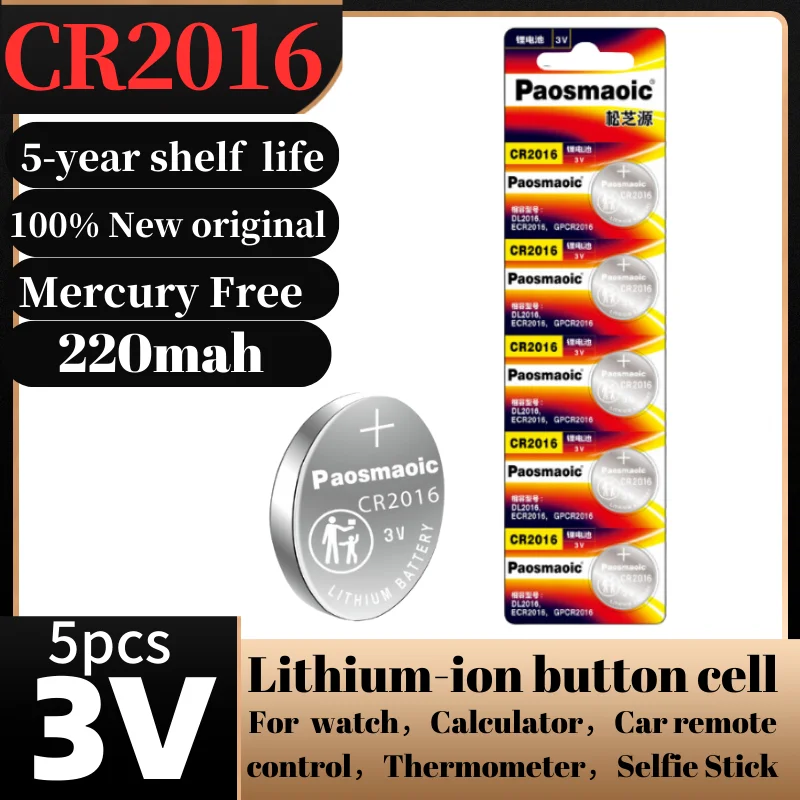 

5pcs CR2016 cr2016 battery Lithium-ion button cell DL2016 BR2016 LM2016 ECR2016 for Toys Car Remote Control motherboard