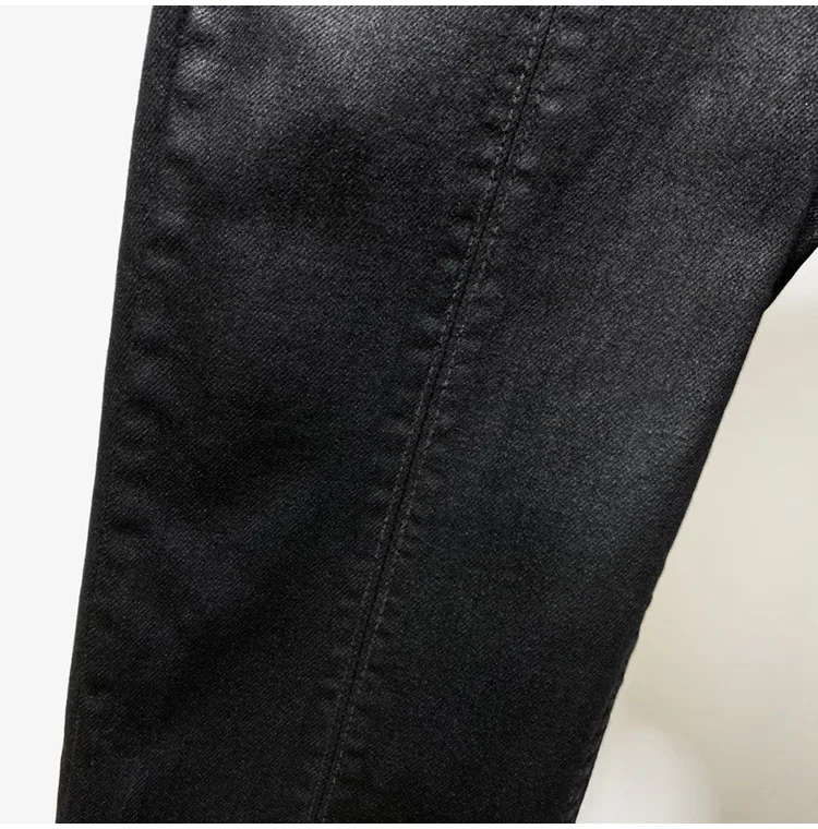 Мужские черные джинсы с разрезом на подоле из джинсовой ткани | Мужская одежда