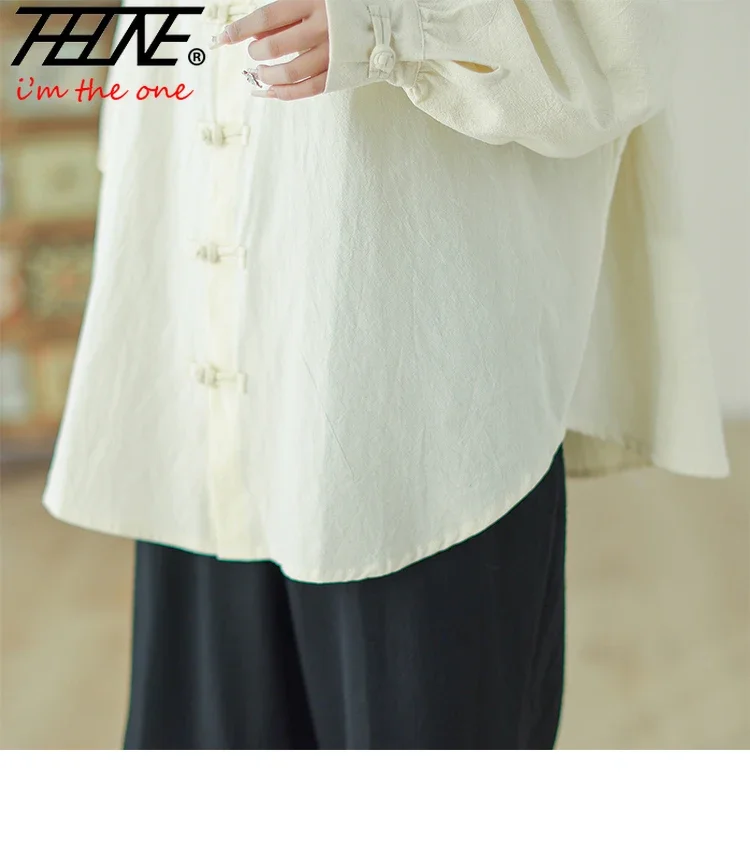 Осенняя женская блузка THHONE 2024 винтажная с длинным рукавом женские рубашки в
