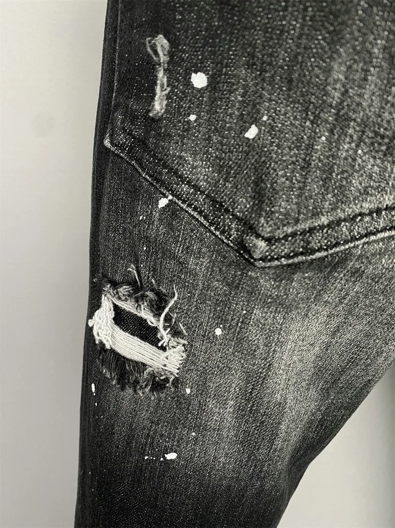 Spring/Summer New DSQUARED2 Men's/Women's Jeans Fashion Slim Stretch Printed Maple Leaf Letter Pants