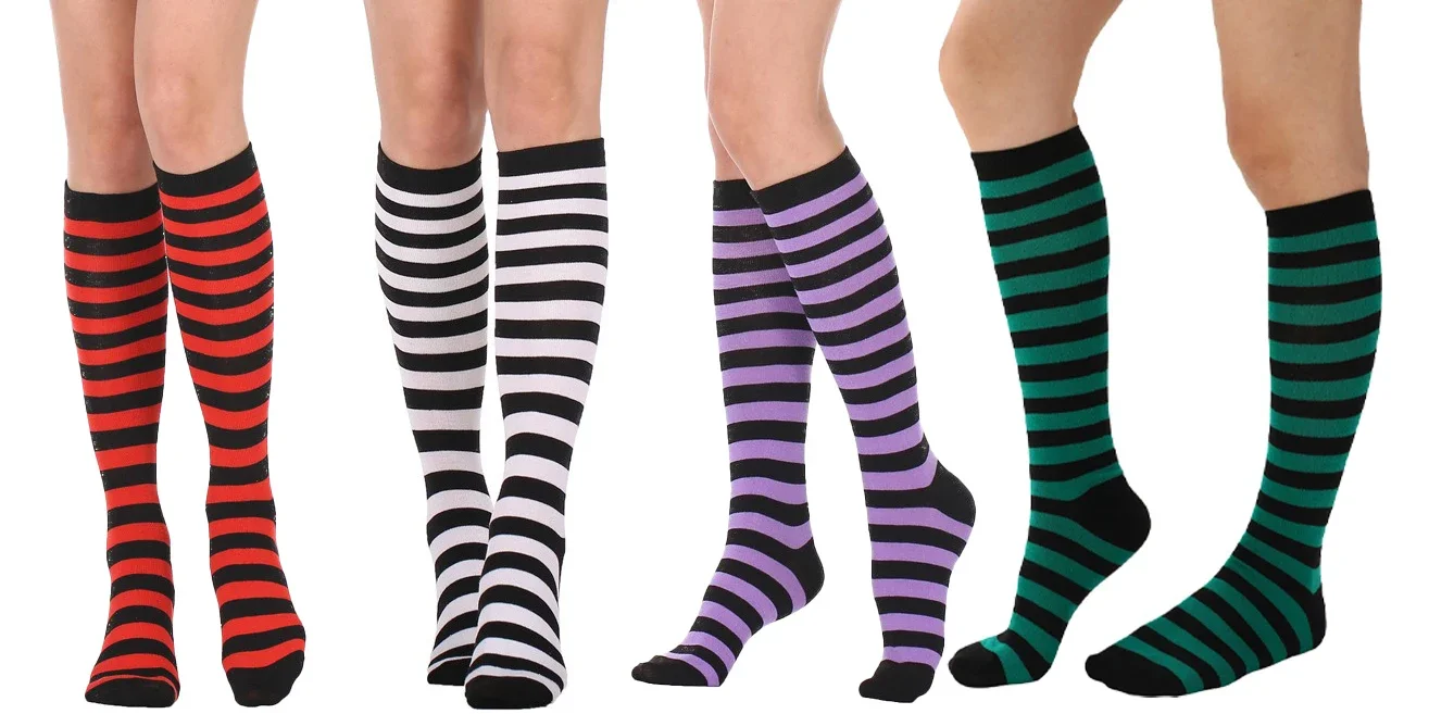 1/4 пары женских зимних теплых до колена уютные толстые полосатые удобные