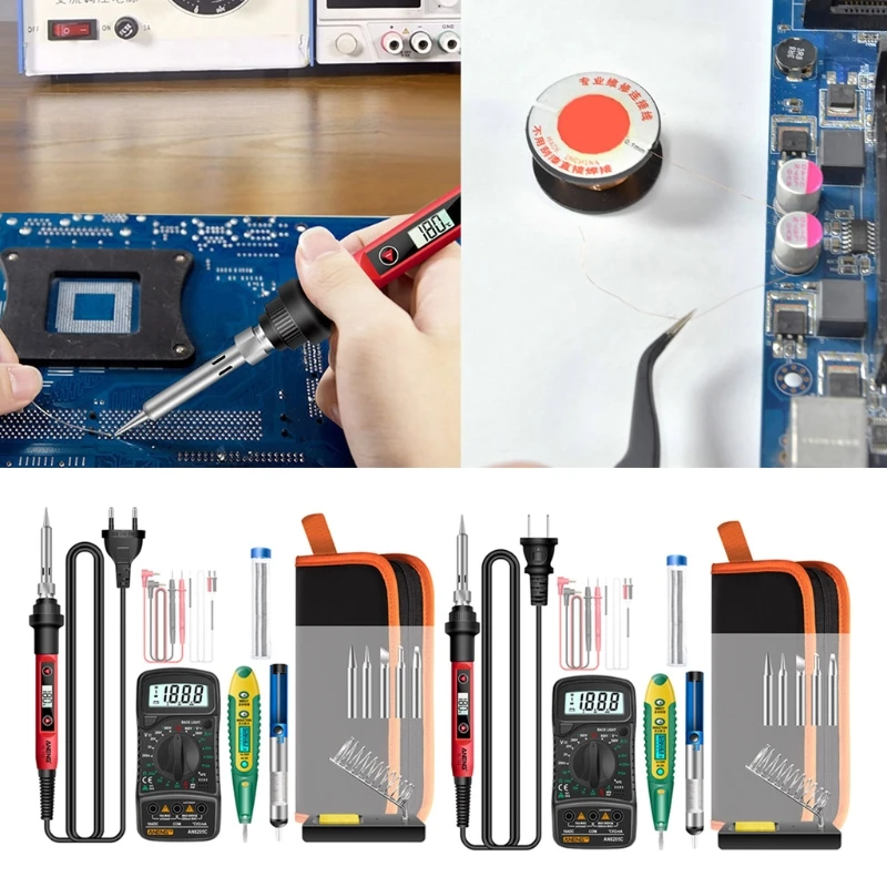 

16 Pieces SL102 Electric Soldering Iron Set for Circuit Board and Fields Repair Pyrography Carving Words Fast Heating