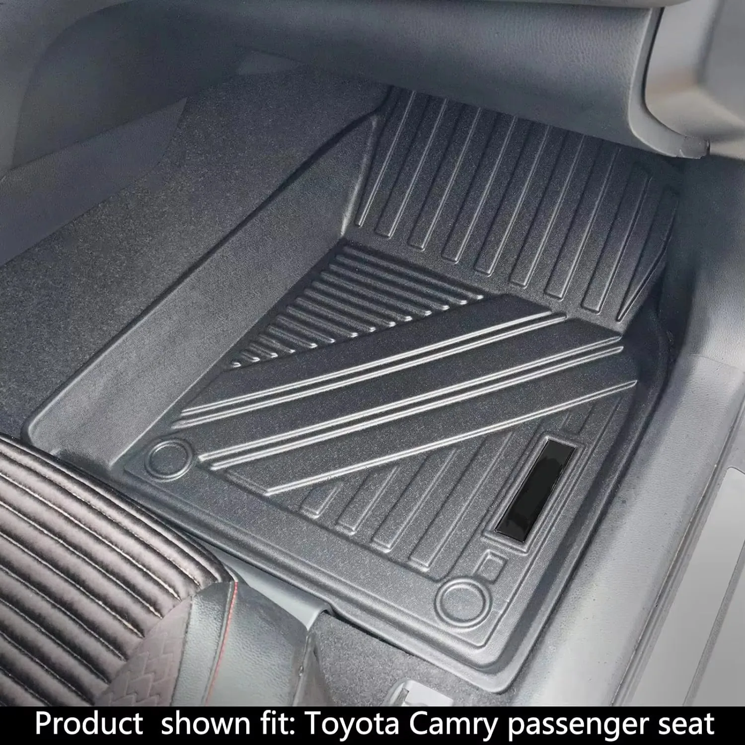 Фото Коврики TPE для Toyota Camry 2018, 2019, 2021, 2022, 2023 годов выпуска, всепогодные, для 2-х рядов сидений и багажника, резиновые (включая гибридные версии) №2