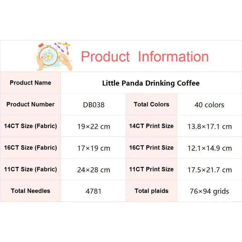 Набор для вышивки крестом с изображением кофе медведя мультяшных животных Aida 14 16