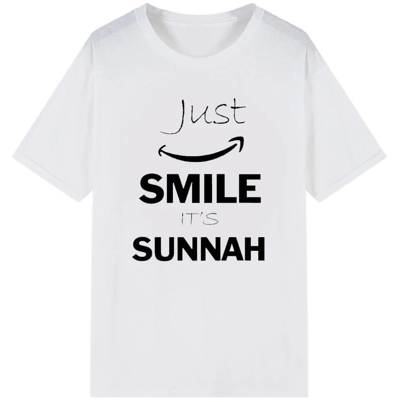 

Арабский Ислам Мусульманский смешной ИД Рамадхан Топы просто улыбка его Сунна футболка мужские женские мужские летние футболки Прямая пос...