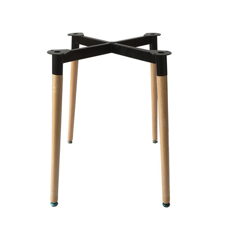 

Metal Frame Stand for 60cm Small Round Table with Iron Made X Chasis and Wood Legs