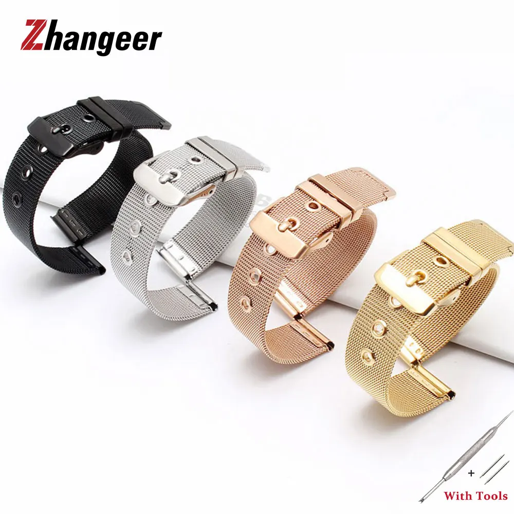Ultra Thin Milanese Straps Wristwatch Bracelet Link Bands 304 Stainless Steel Mesh Wristband 18mm 20mm 22mm 24mm Watches Straps