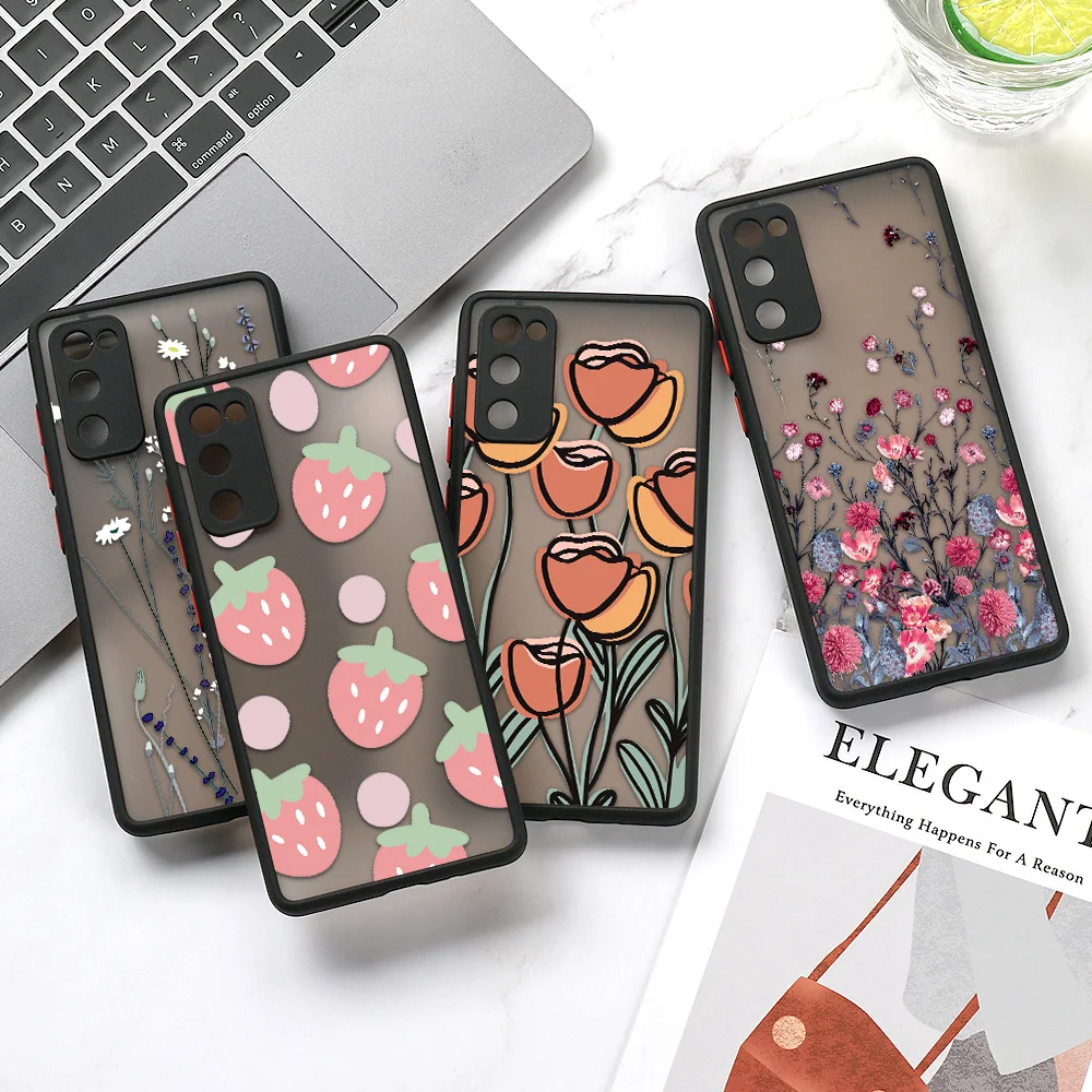 

S21 Case For Samsung S21 Ultra S20 FE Cases Matte Protection Cover Samsung S 21 S10 Note 20 10 Plus 8 9 S8 S9 S10e Floral Coques