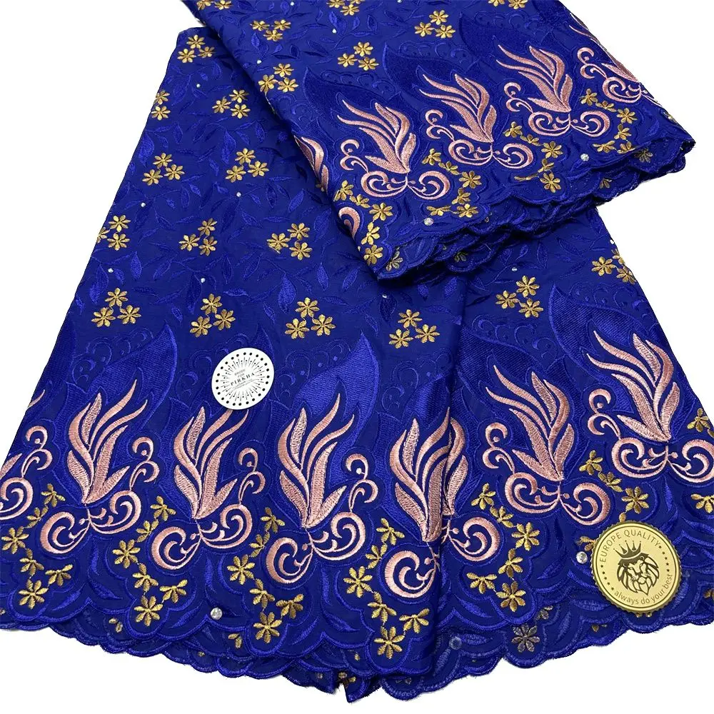 

YQOINFKS 5 Yards Swiss Cotton Sewing Fabric African Women Embroidery Lace Dress 2023 High Quality 5 Yards Banquet Party YQ-8271