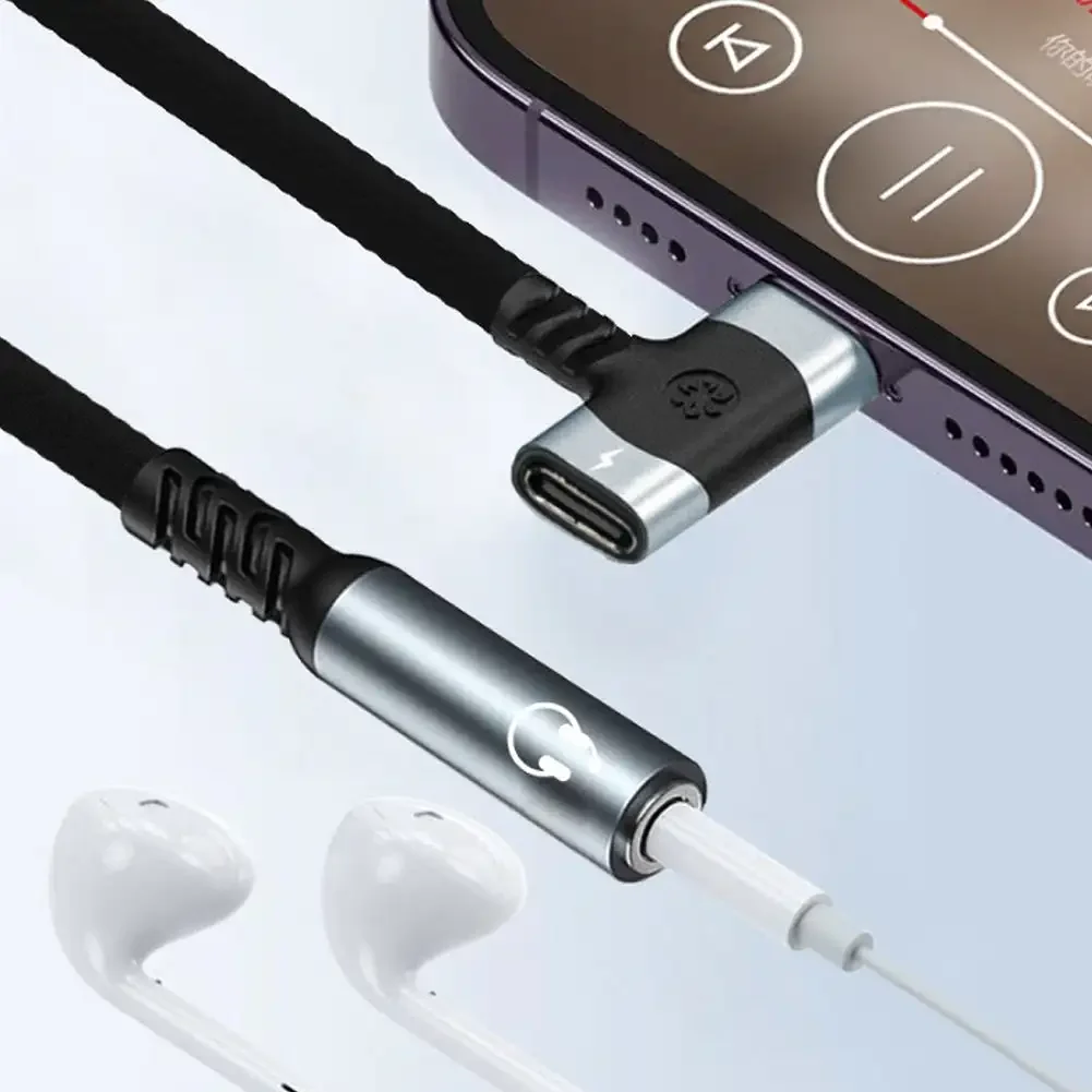 2 в 1 USB C Splitter PD Кабель для быстрой зарядки типа на 3 5 Jack Аудиоадаптер Samsung S24 S23 S22 Ultra