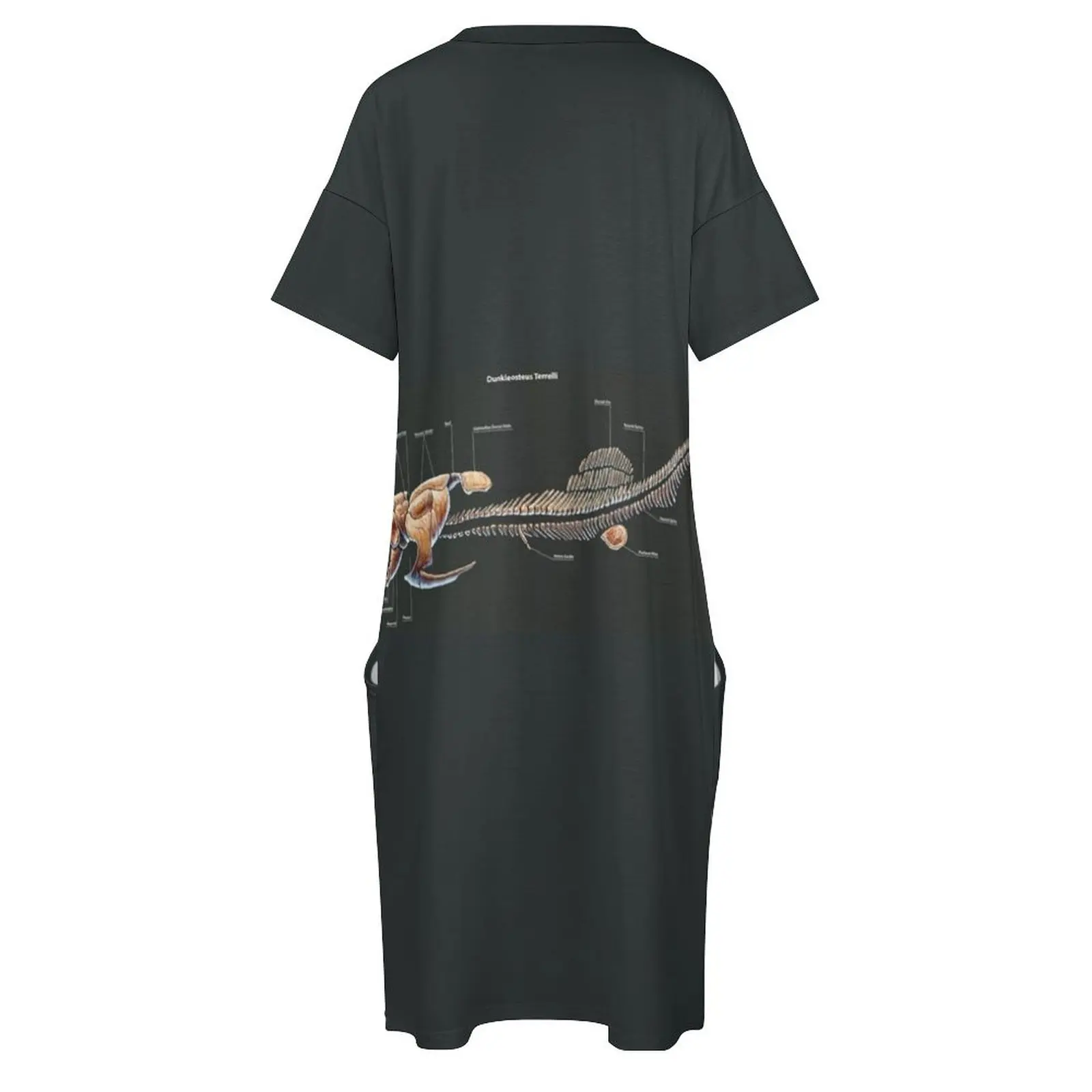 Dunkleosteus Terrelli Skeleton Study Свободное платье с карманами Роскошные платья для женщин