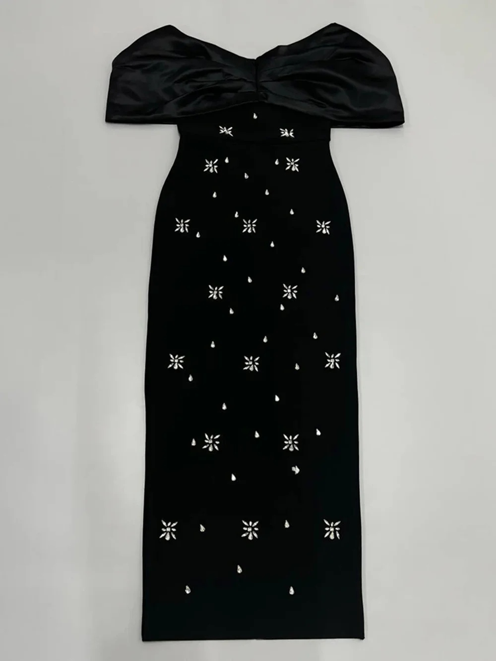 Modphy сексуальное облегающее платье макси с открытыми плечами и бриллиантами