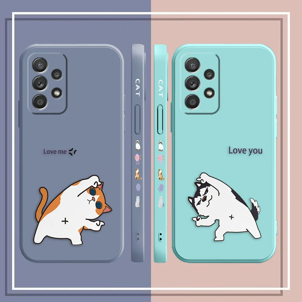 Case For Samsung Galaxy A91 A14 A73 A72 A71 A53 A52 A51 A42 A33 A32 A22 A21S A13 A715F A52S A22S 4G 5G Case Funny Couple Cats