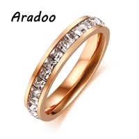 aradoo titanium steel plated rose gold inlaid single row zircon ladies ring light luxury ladies versatile ring