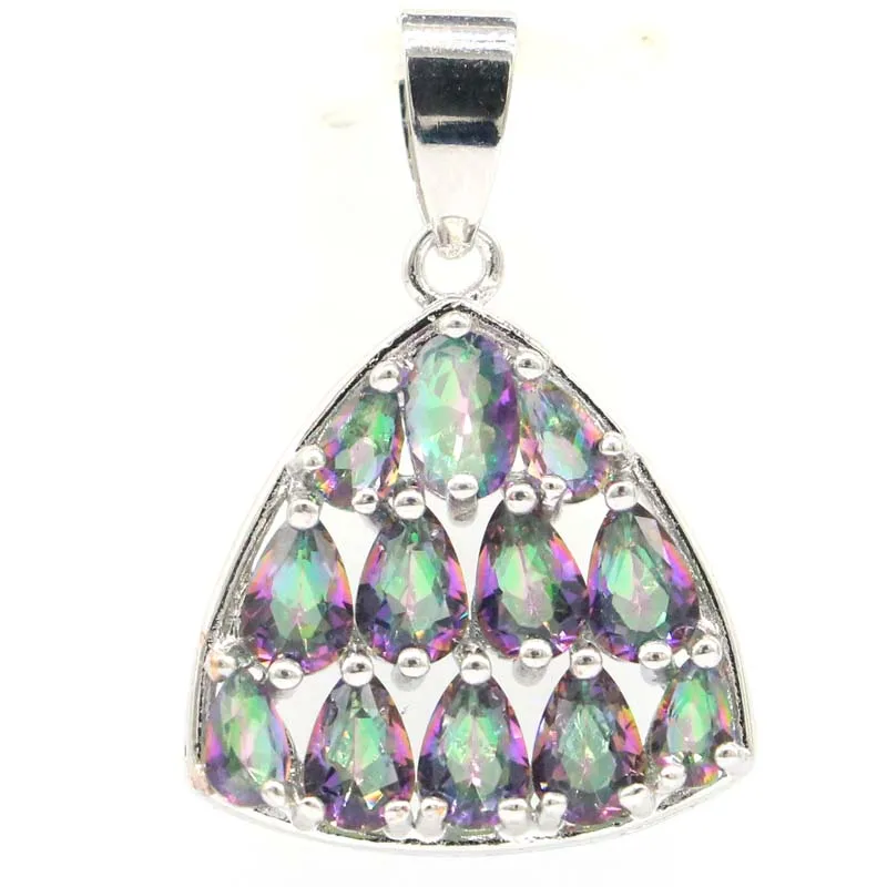 

30x20 мм ослепительный огонь Радуга Мистический Топаз женская повседневная одежда серебряная подвеска