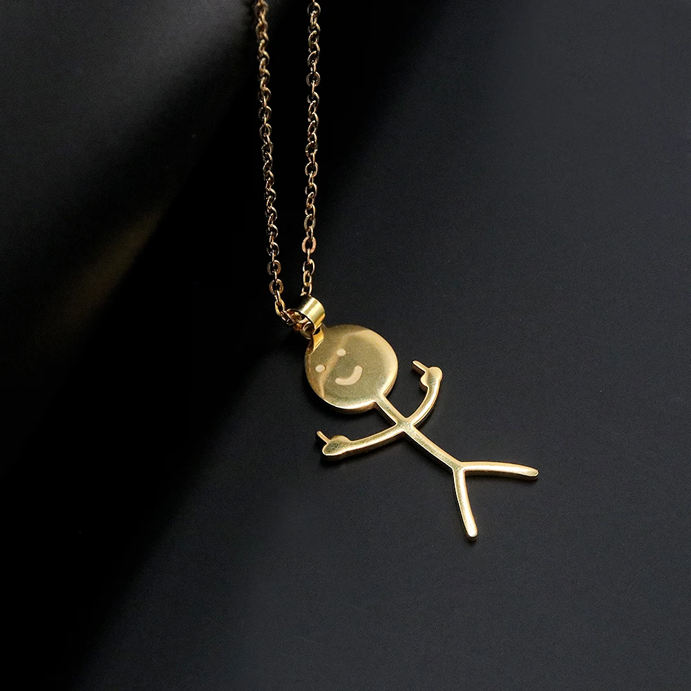 

Funny Doodle Necklace Stainless Steel Middle Finger Graffiti Villain Simple Hiphop Fashion Versatile Personalized Necklace