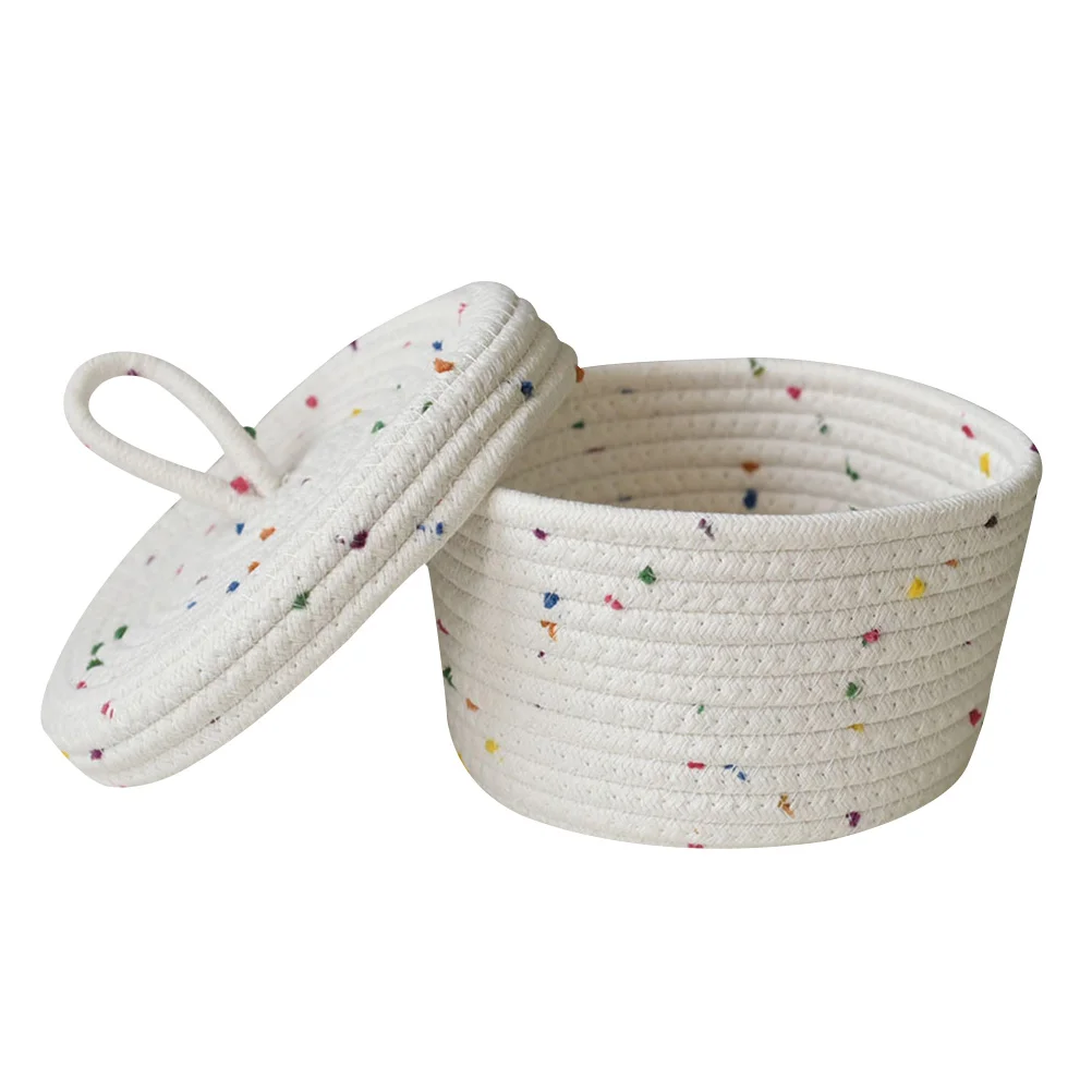 

Basket Storage Box Baby Snack Container Organizer with Lid Cotton Rope Baskets for