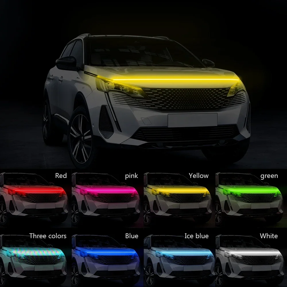 

Newest RGB LED Car Hood Light Car Headlight Strip Daytime Running Lights Flexible APP Remote Control Decorative Atmosphere Lamps