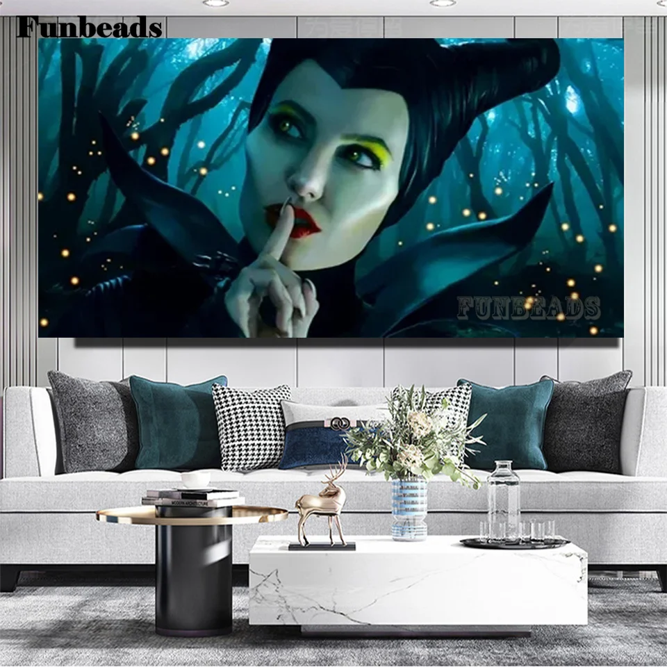 

Алмазная 5D картина «сделай сам», диснеевские Мультяшные большие глаза, малефисент, милая ведьма, вышивка крестиком, мозаика, сверло, домашни...