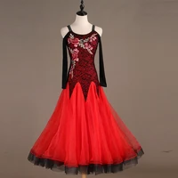 ballroom competition dance dresses adult classic elegant red waltz dance skirt tango ballroom dancing dress women