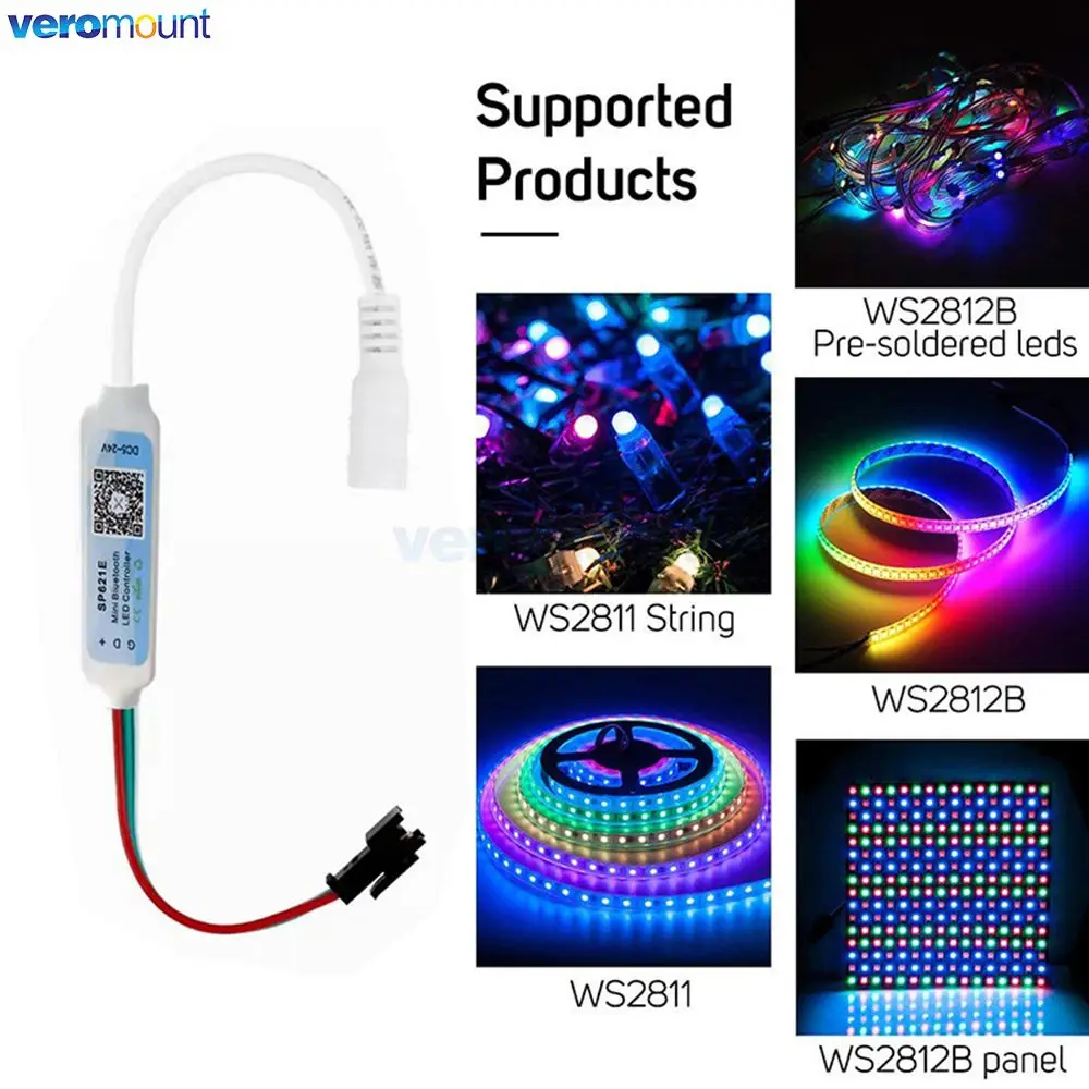 SP621E Bluetooth-совместимый контроллер 5 5*2 1 мм Power Male для WS2811 WS2812B Светодиодная лента DC5 ~