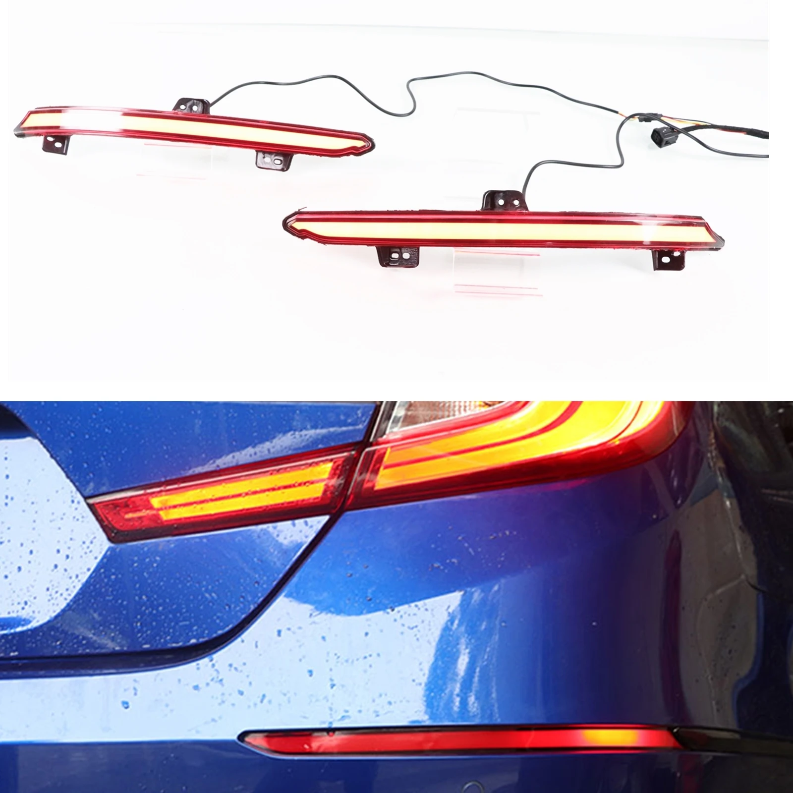 

Car LED Rear Bumper Lamp Reflector Brake Light Tail Turn Signal Indicator Bulb For Honda Accord 10th 2018 2019 2020 2021